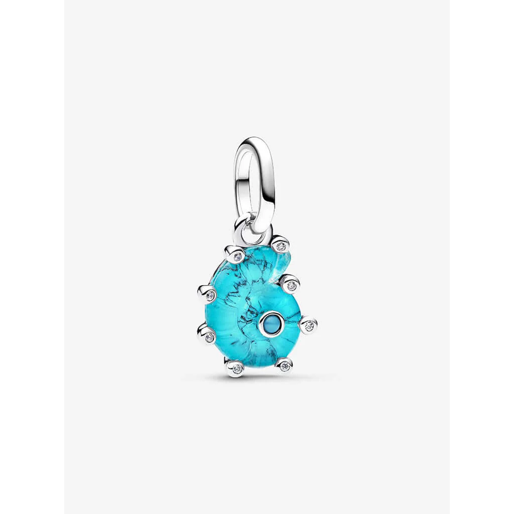 PANDORA : Blue Murano Glass Sea Snail Dangle Charm - Image 2