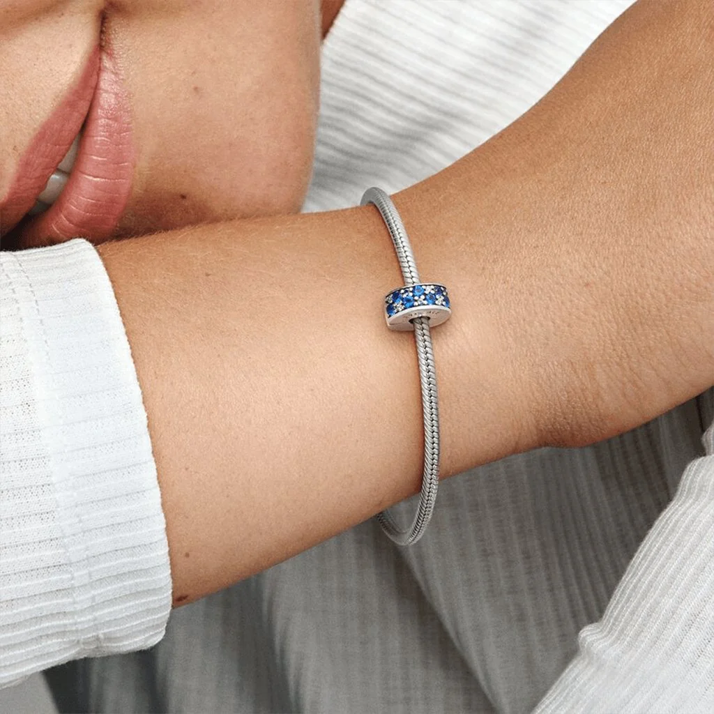 PANDORA : Blue Pavé Clip Charm - Image 3