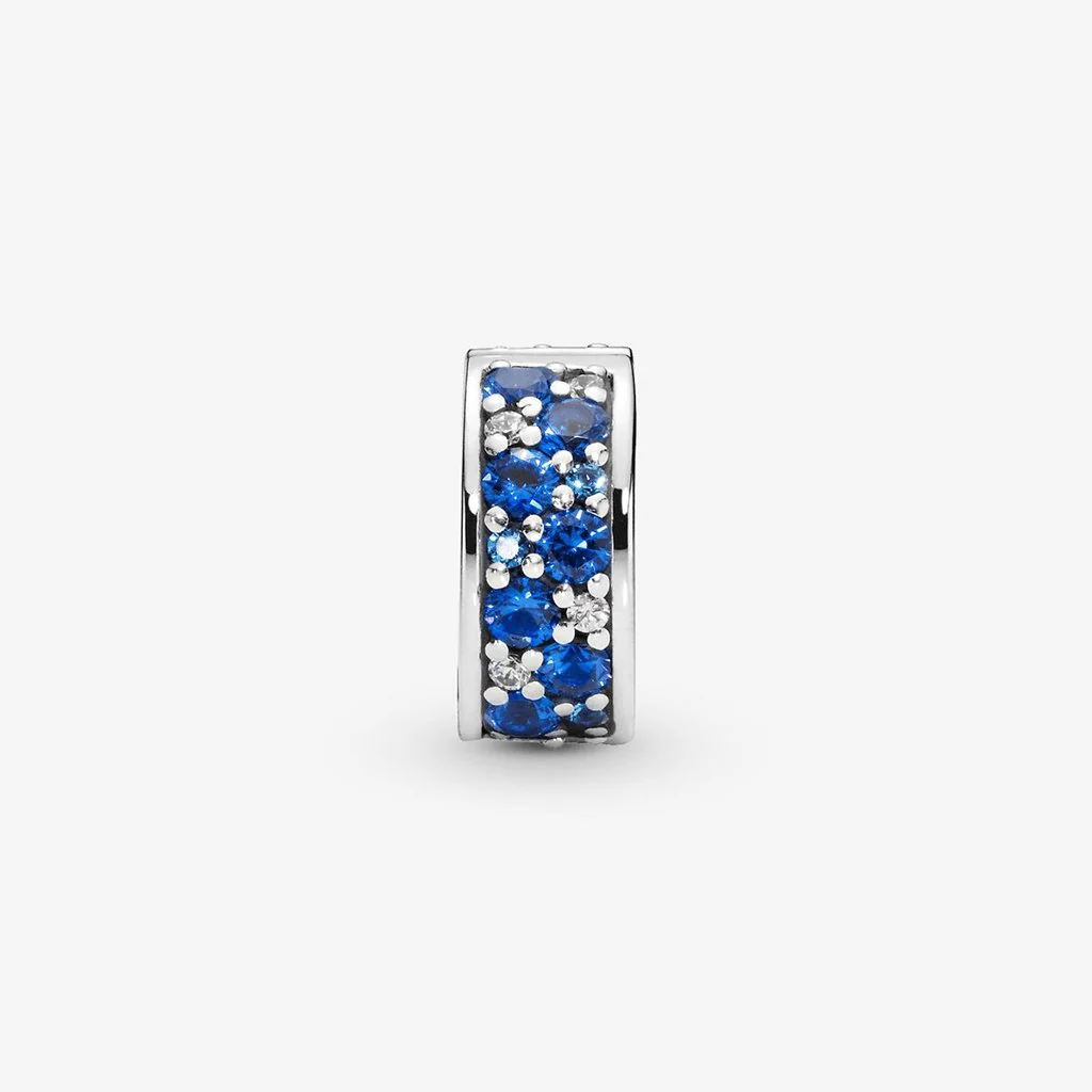 PANDORA : Blue Pavé Clip Charm - Image 5