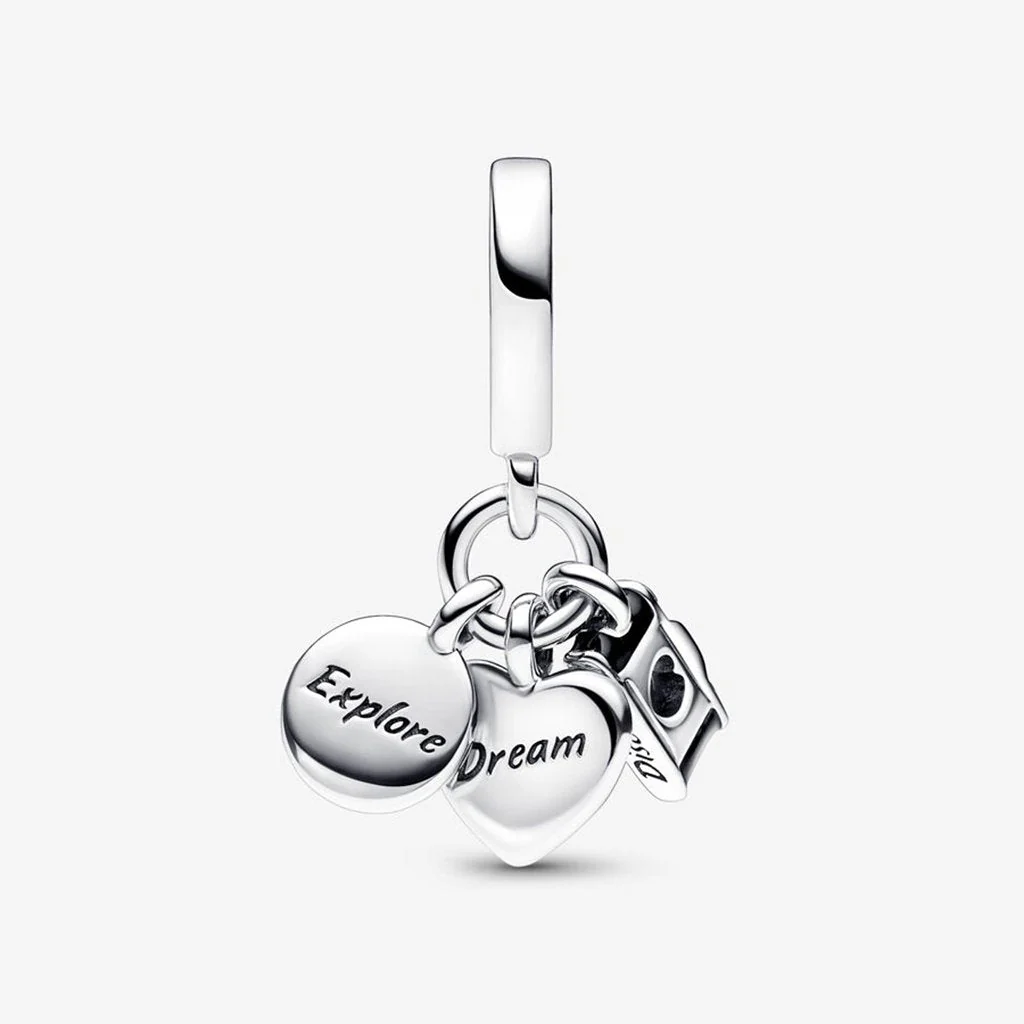 PANDORA : Camera, Heart & Compass Triple Dangle Charm - Image 4