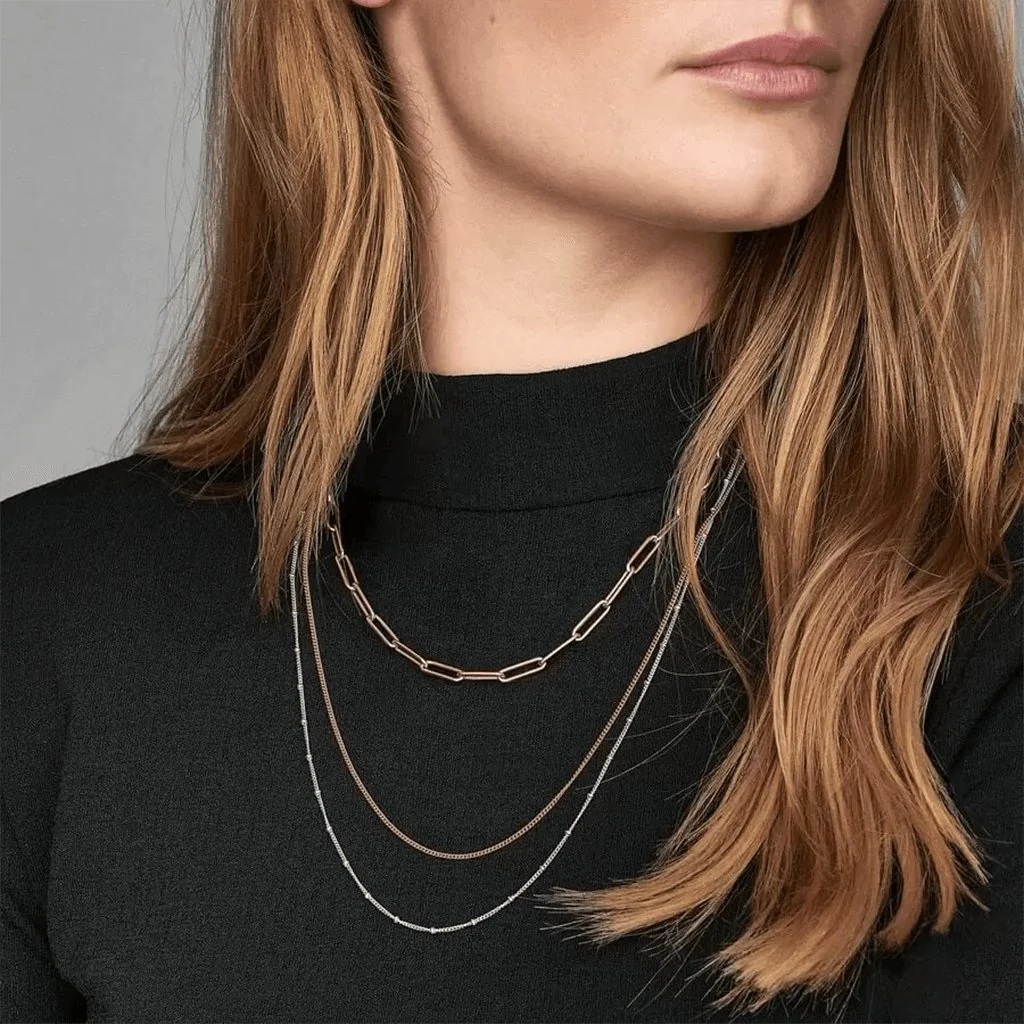 PANDORA : Curb Chain Necklace - Rose Gold Plated (23.6") - Image 3