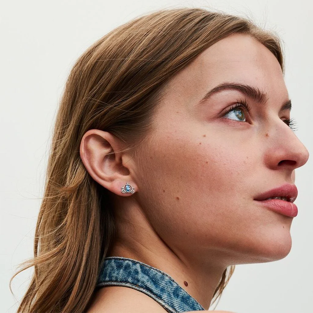 PANDORA : Disney Cinderella's Carriage Stud Earrings - Sterling Silver - Image 2