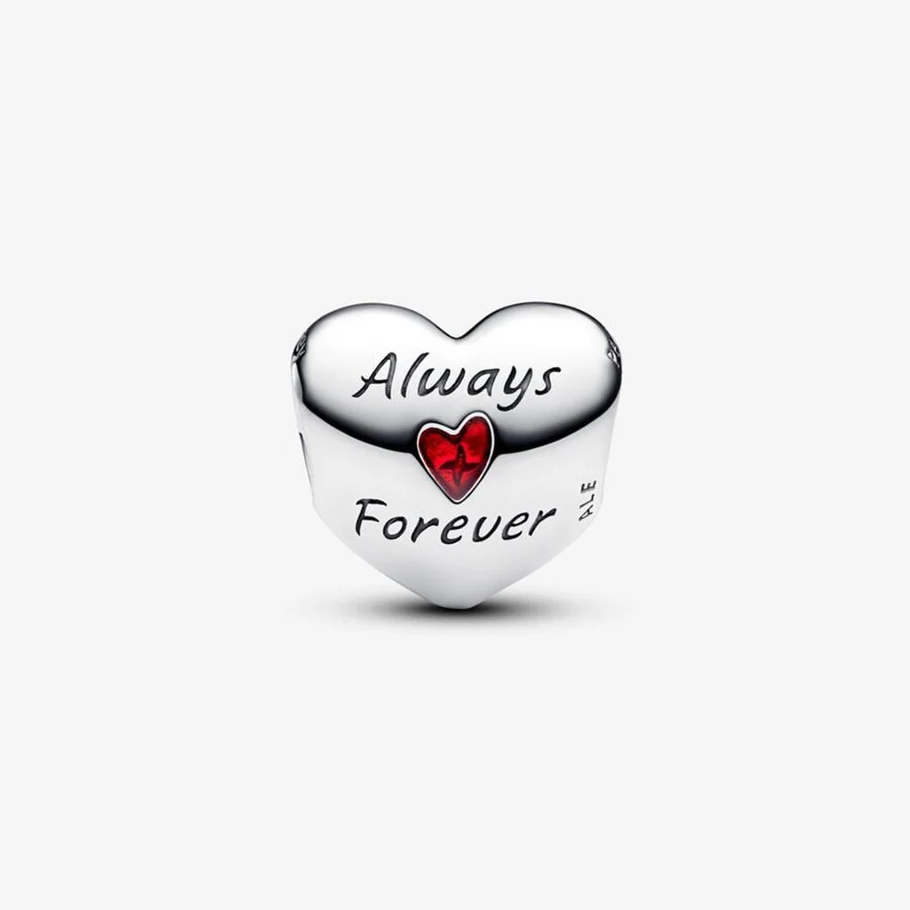 PANDORA : Disney Mickey Mouse & Minnie Mouse Heart Charm in Sterling Silver - Image 4