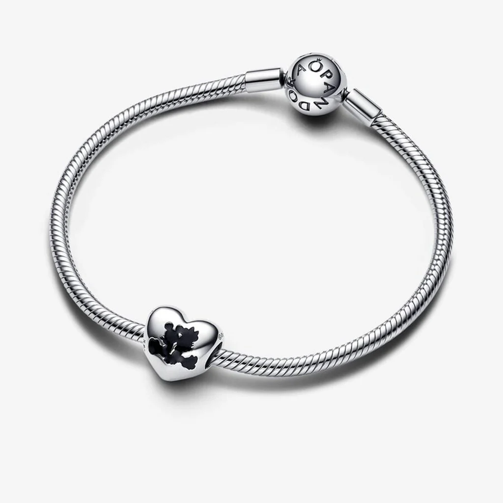 PANDORA : Disney Mickey Mouse & Minnie Mouse Heart Charm in Sterling Silver - Image 5