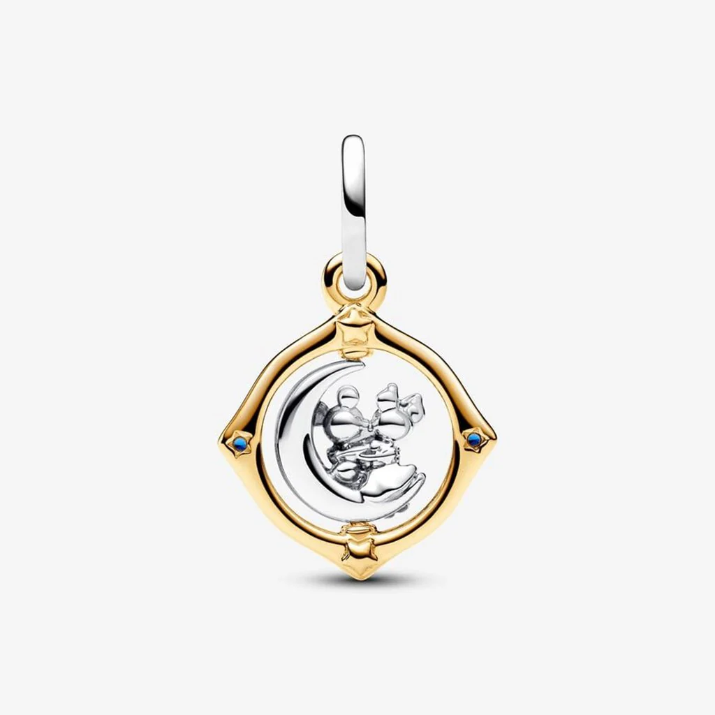 PANDORA : Disney Mickey Mouse & Minnie Mouse Two-tone Spinning Moon Dangle Charm - Image 2
