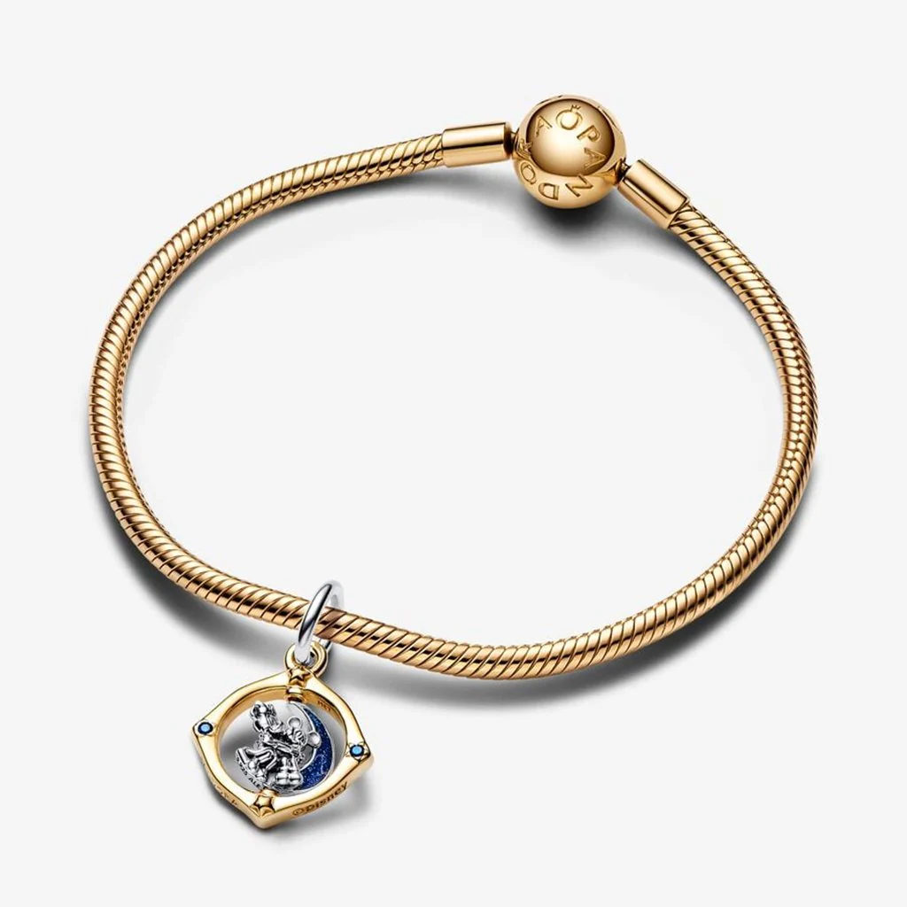 PANDORA : Disney Mickey Mouse & Minnie Mouse Two-tone Spinning Moon Dangle Charm - Image 4