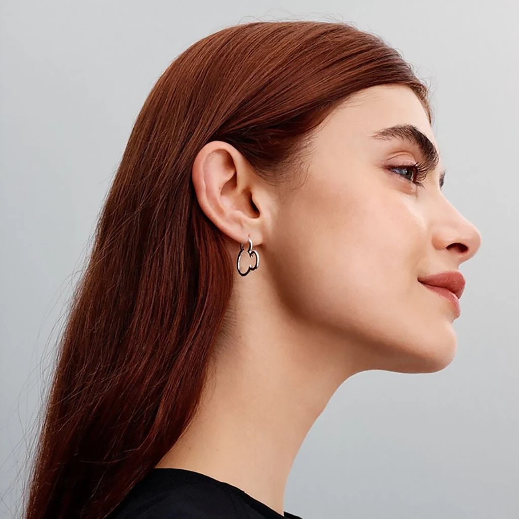 PANDORA : Disney Mickey Mouse Silhouette Hoop Earrings - Image 2