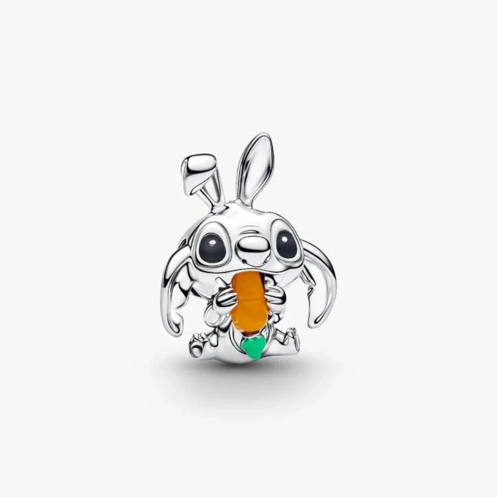 PANDORA : Disney Stitch Easter Bunny Charm - Silver