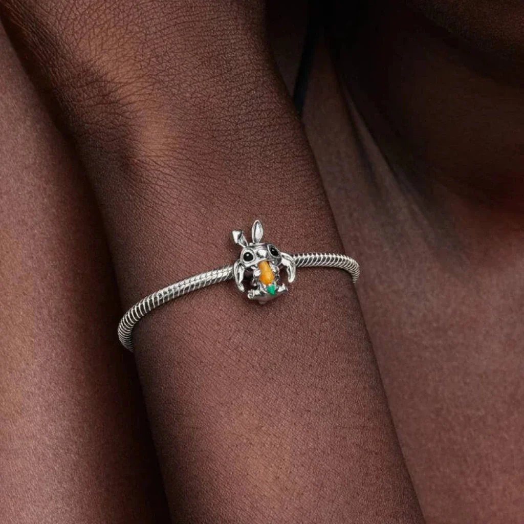 PANDORA : Disney Stitch Easter Bunny Charm - Silver - Image 4