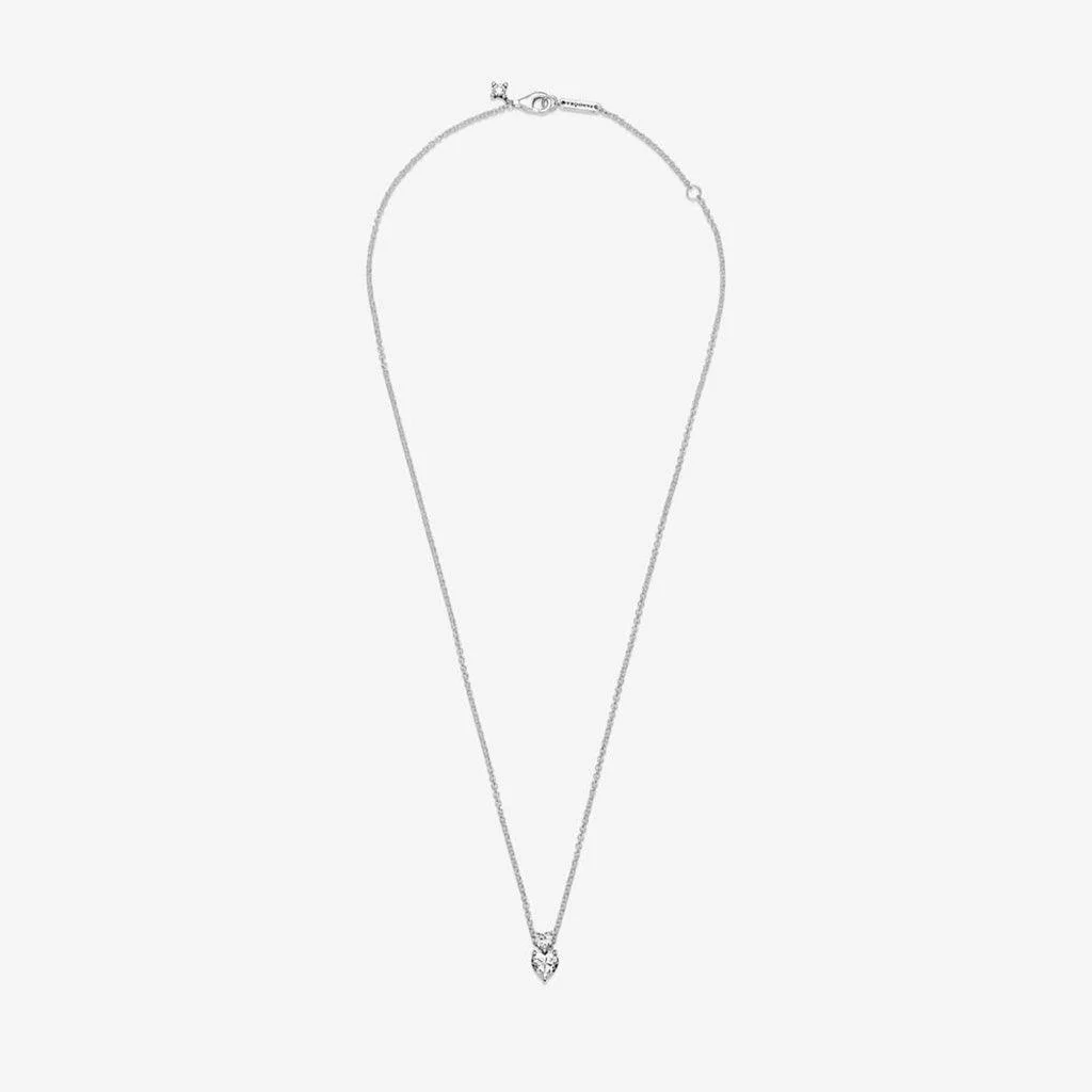 PANDORA : Double Heart Pendant Sparkling Collier Necklace - Image 3