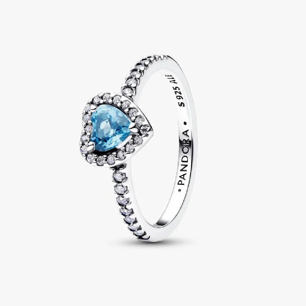 Pandora : Elevated Light Blue Heart Ring