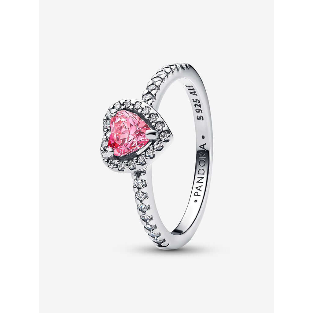 PANDORA : Elevated Pink Heart Ring - Silver