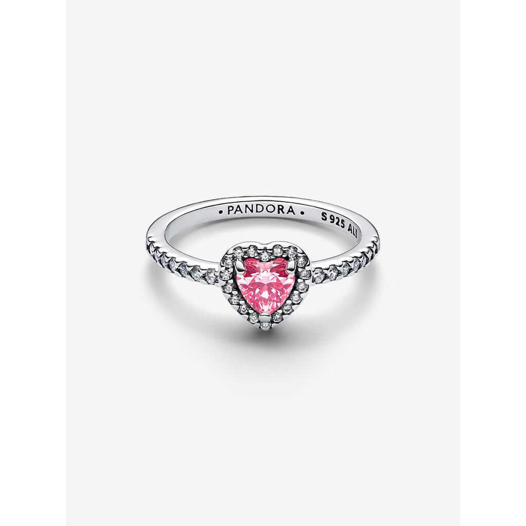 PANDORA : Elevated Pink Heart Ring - Silver - Image 3