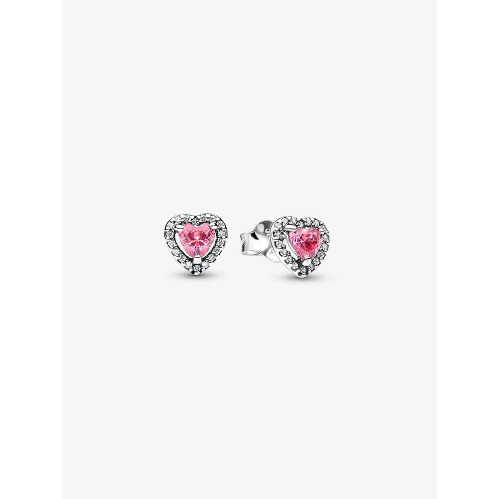 PANDORA : Elevated Pink Heart Stud Earrings