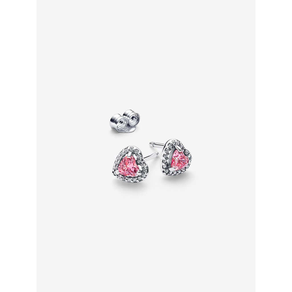 PANDORA : Elevated Pink Heart Stud Earrings - Image 4