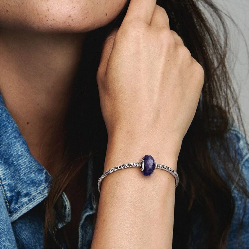 PANDORA : Faceted Blue Murano Glass Charm - Image 4