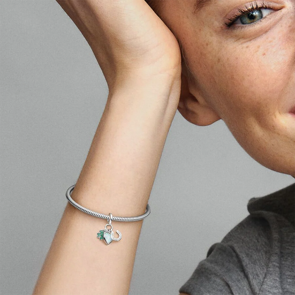 PANDORA : Four Leaf Clover, Heart and Horseshoe Triple Dangle Charm - Image 5