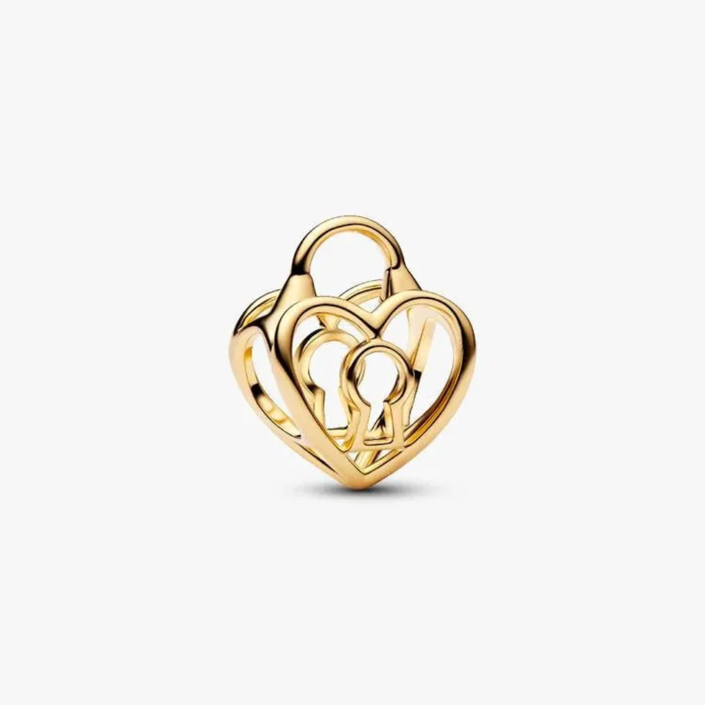 Pandora : Gold Openwork Heart Padlock Charm
