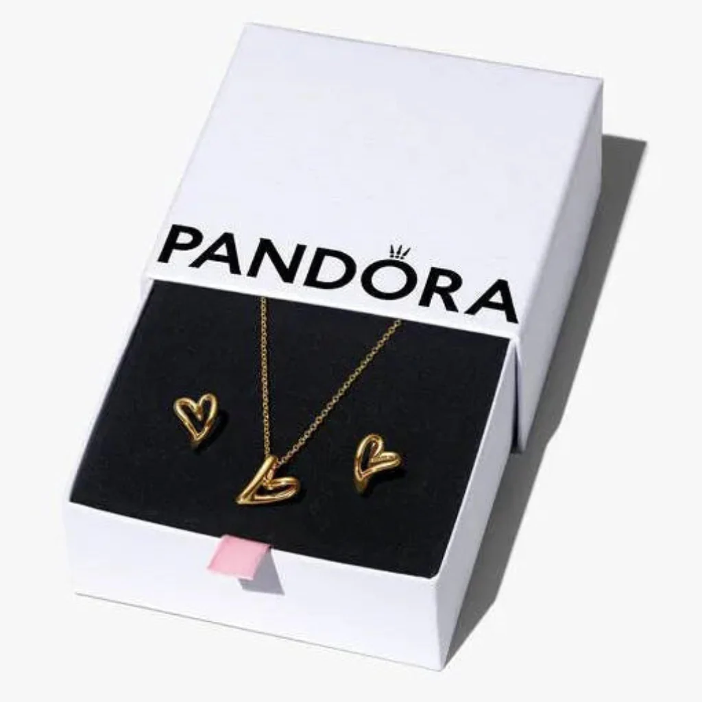 PANDORA : Golden Organic Heart Jewelry Gift Set