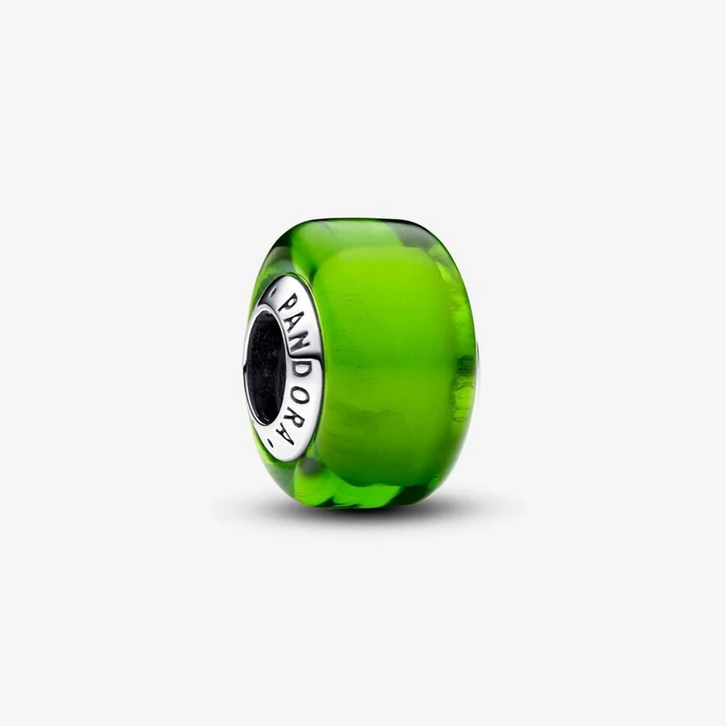 PANDORA : Green Mini Murano Glass Charm in Sterling Silver
