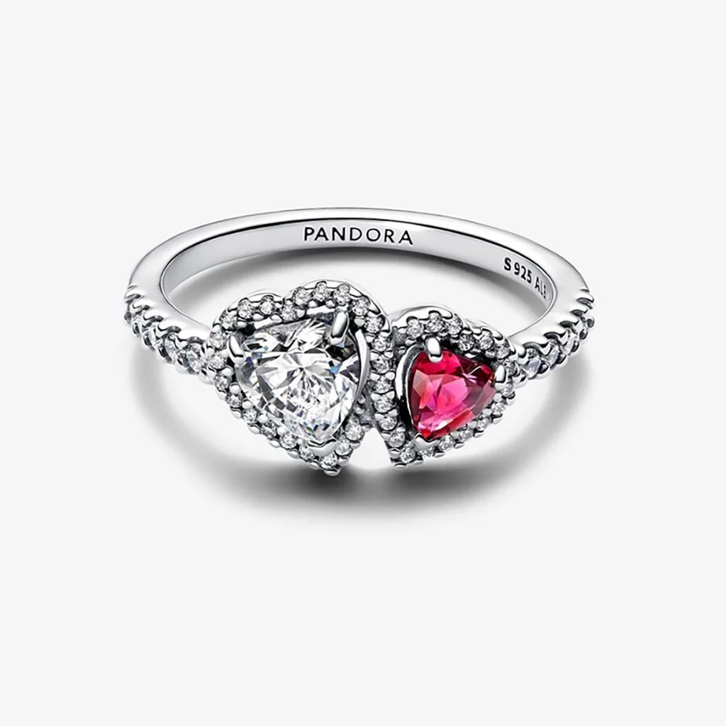 PANDORA : Halo Hearts Ring - Two Tone - Image 3
