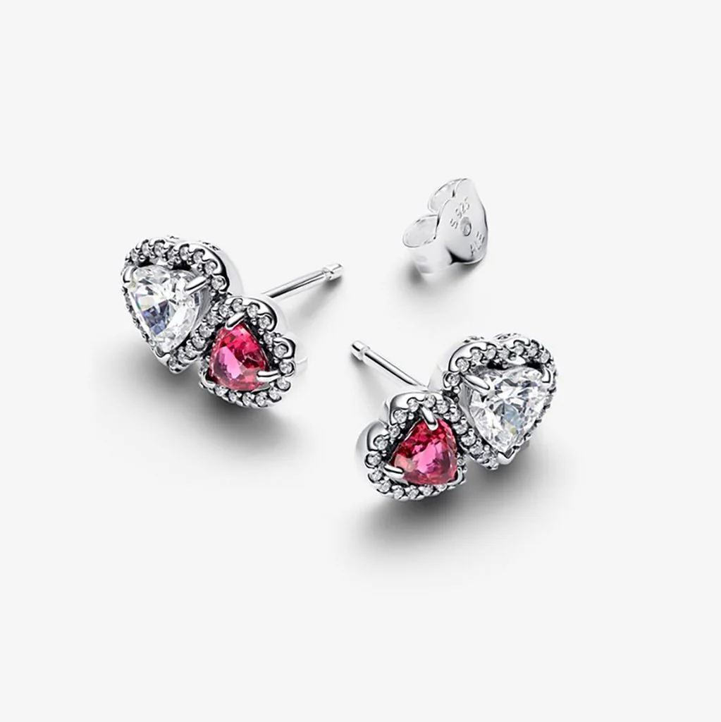 PANDORA : Halo Hearts Stud Earrings - Image 3