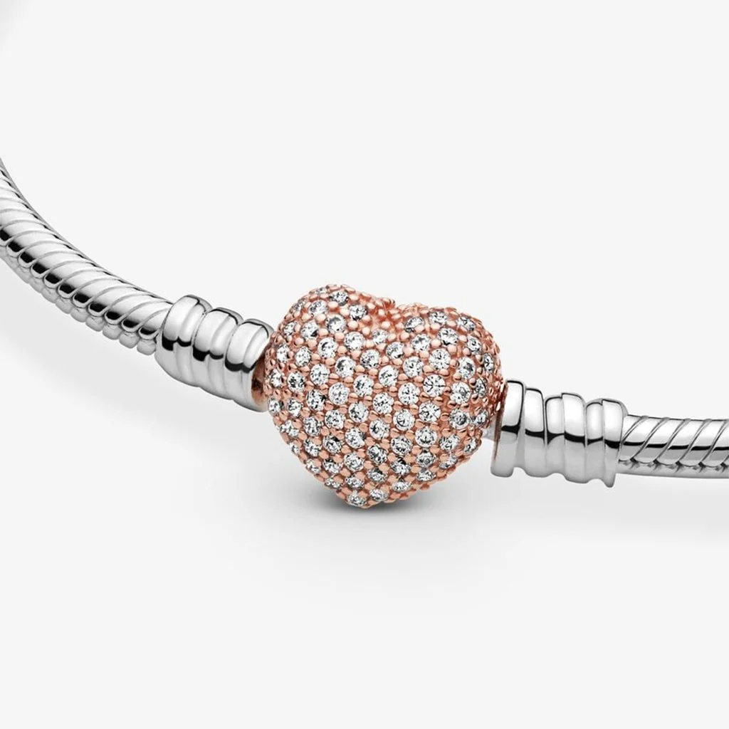 PANDORA : Heart Clasp Snake Chain Bracelet - Image 3