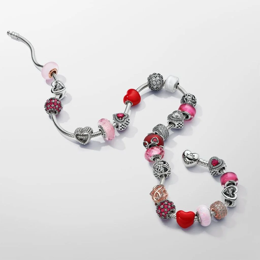 PANDORA : Heart Clasp Snake Chain Necklace - Sterling Silver (17.7 in) - Image 4
