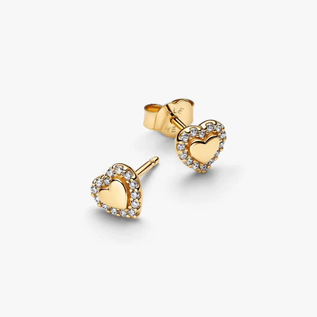 Pandora : Heart Halo Stud Earrings - Image 2