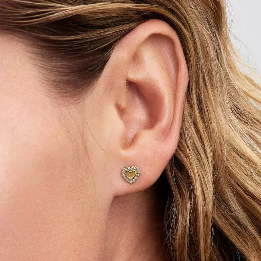 Pandora : Heart Halo Stud Earrings - Image 3