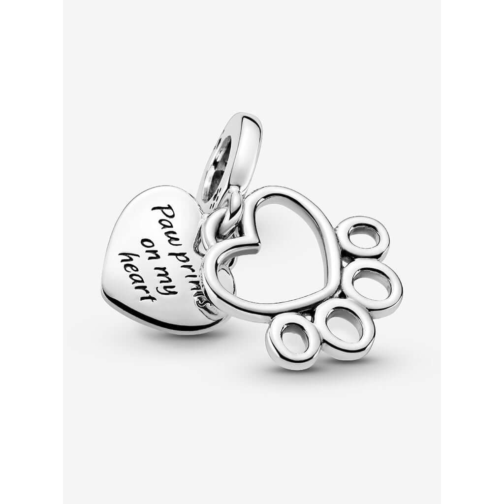 PANDORA : Hearts & Paw Print Dangle Charm - Image 4