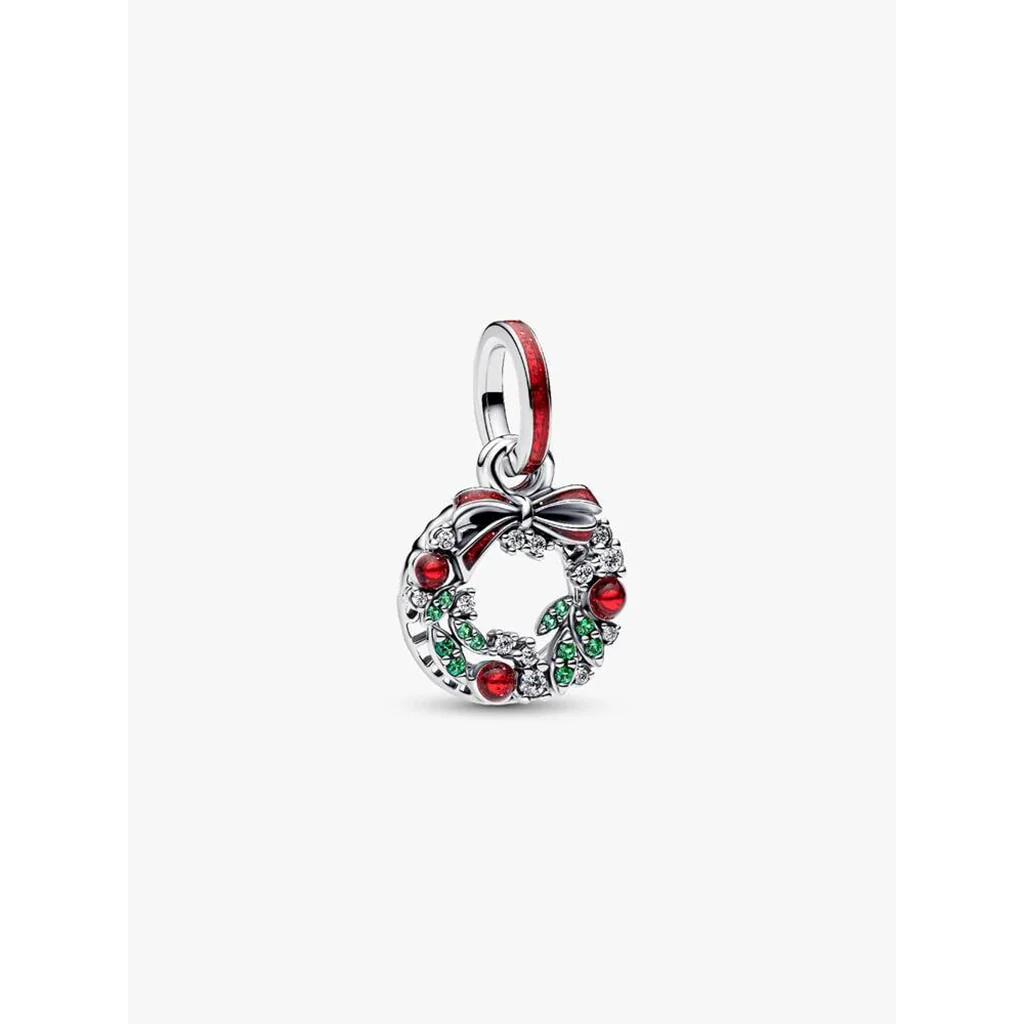 PANDORA : Holiday Wreath Double Dangle Charm