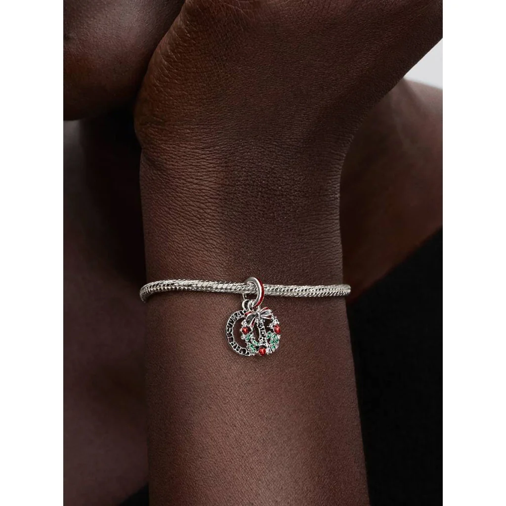 PANDORA : Holiday Wreath Double Dangle Charm - Image 2