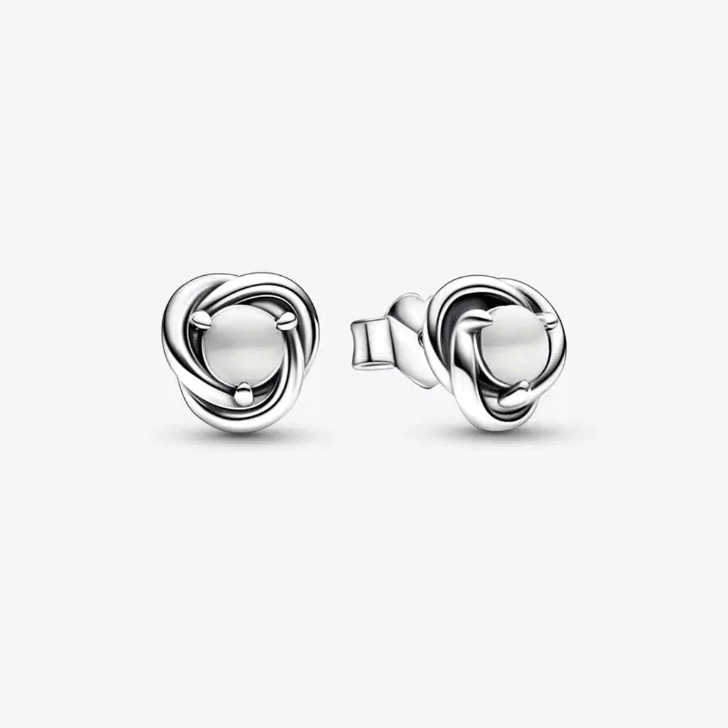 PANDORA : June White Eternity Circle Stud Earrings