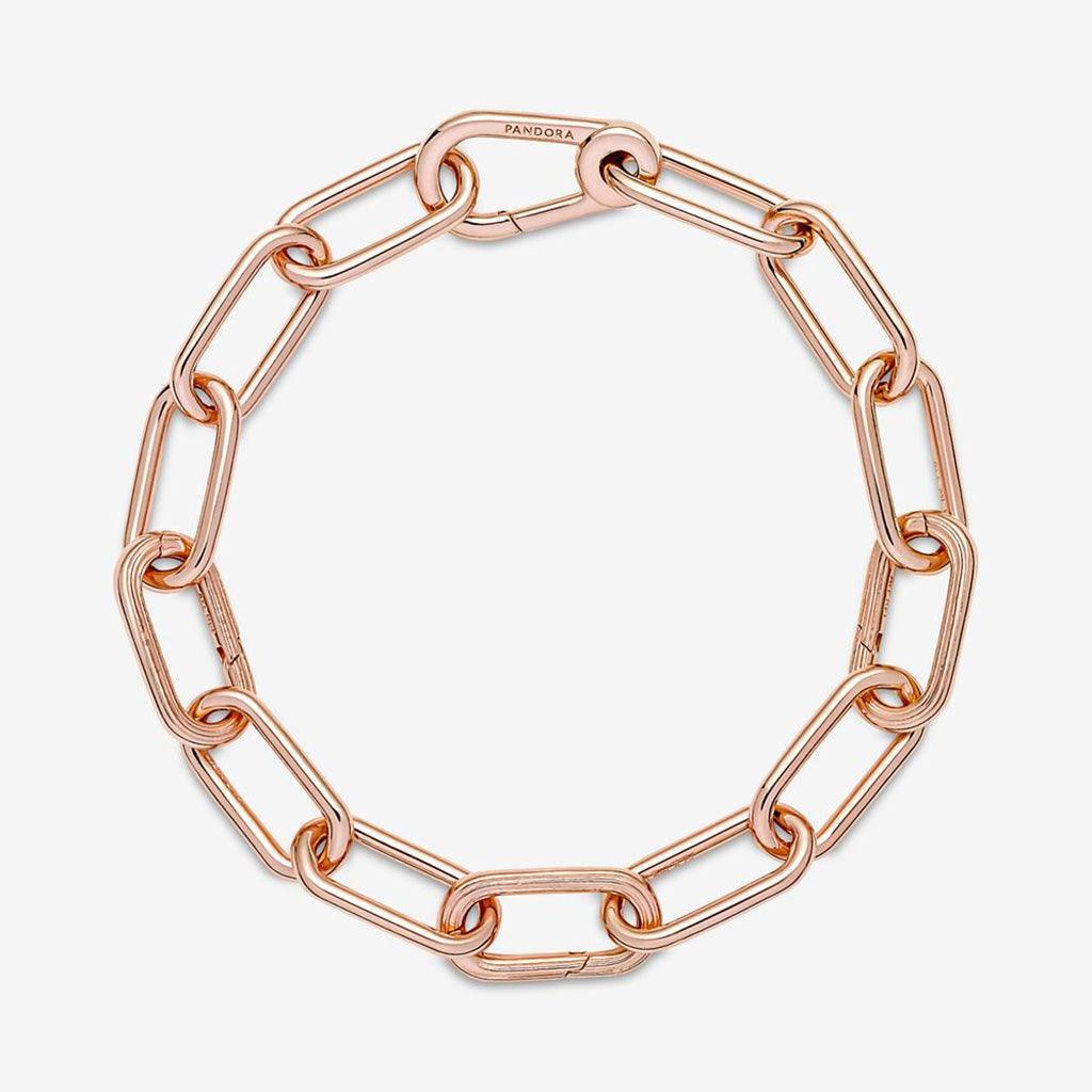 PANDORA : Link Chain Bracelet in Rose Gold - 3 Connectors - Image 3