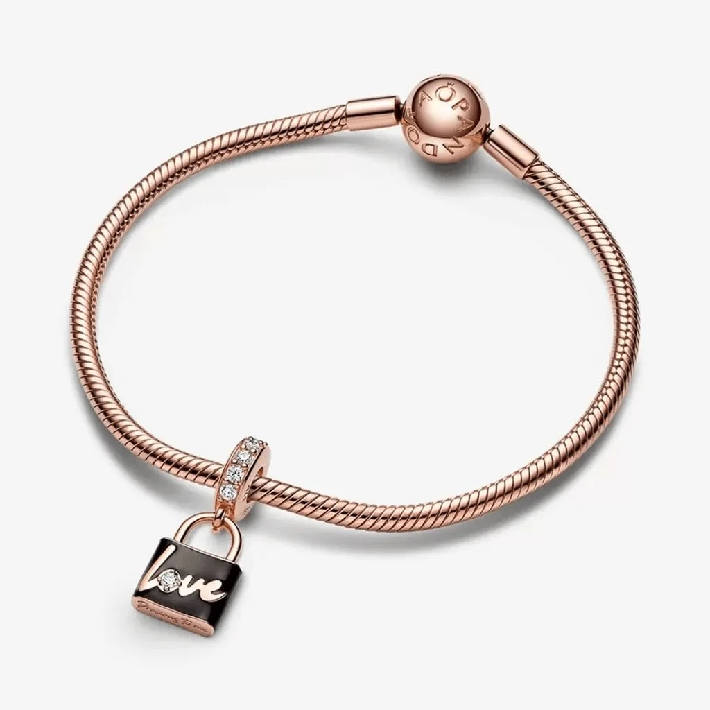 PANDORA : Love Padlock Dangle Charm - Rose Gold Plated - Image 4