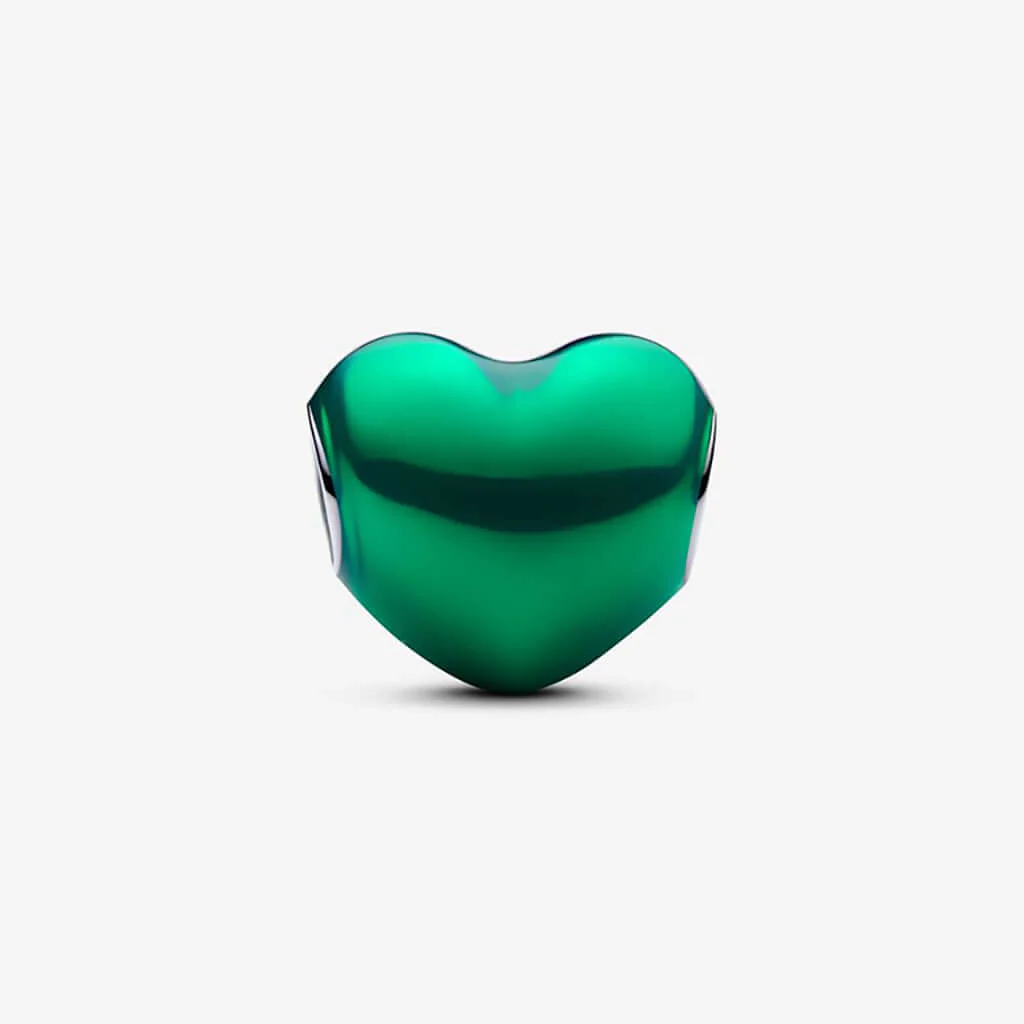 PANDORA : Metallic Green Heart Charm