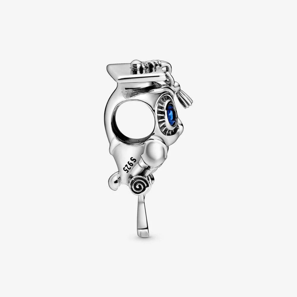 PANDORA : MOMENTS Wise Owl Graduation Charm with Blue Crystal - Image 4