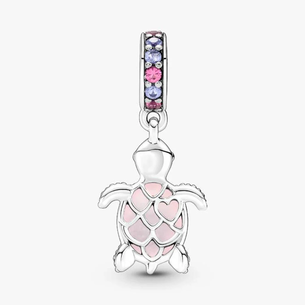 PANDORA : Murano Glass Pink Sea Turtle Dangle Charm - Image 2