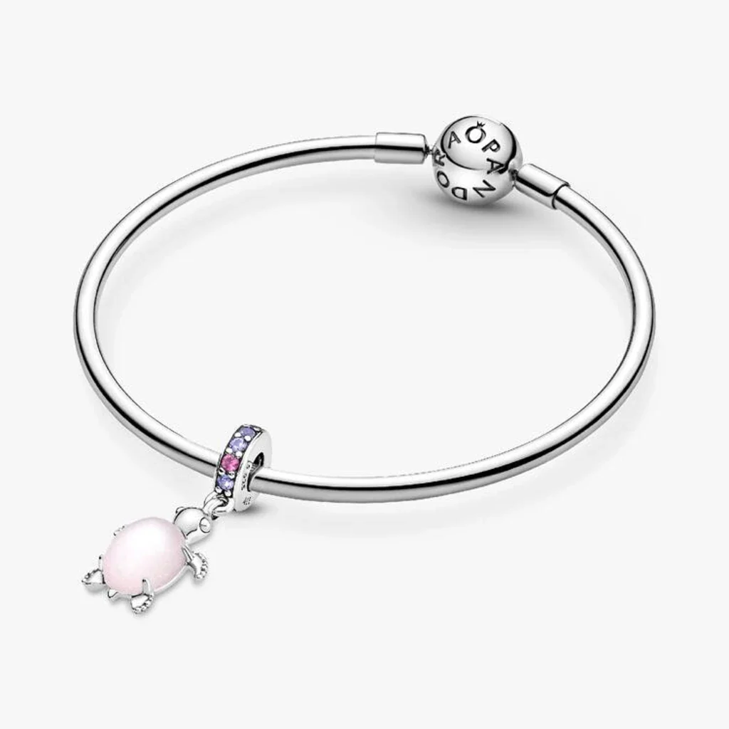 PANDORA : Murano Glass Pink Sea Turtle Dangle Charm - Image 4