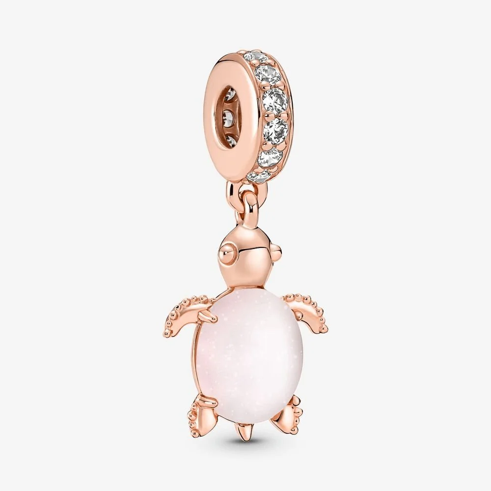 PANDORA : Murano Glass Pink Sea Turtle Dangle Charm