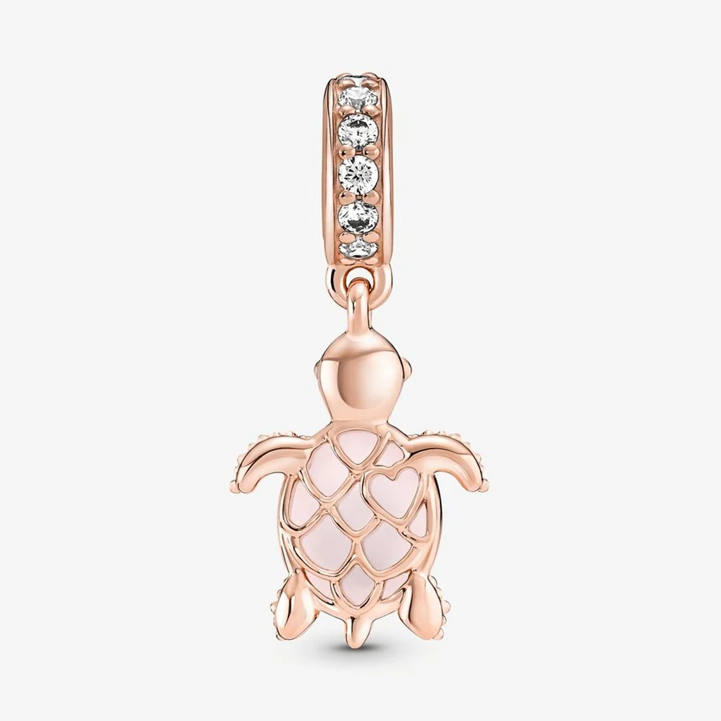 PANDORA : Murano Glass Pink Sea Turtle Dangle Charm - Image 3