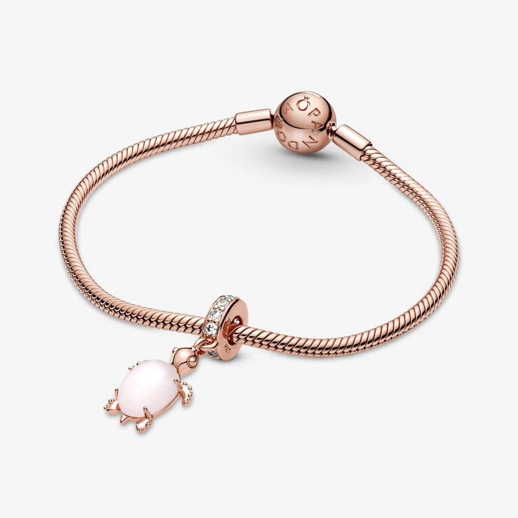 PANDORA : Murano Glass Pink Sea Turtle Dangle Charm - Image 5