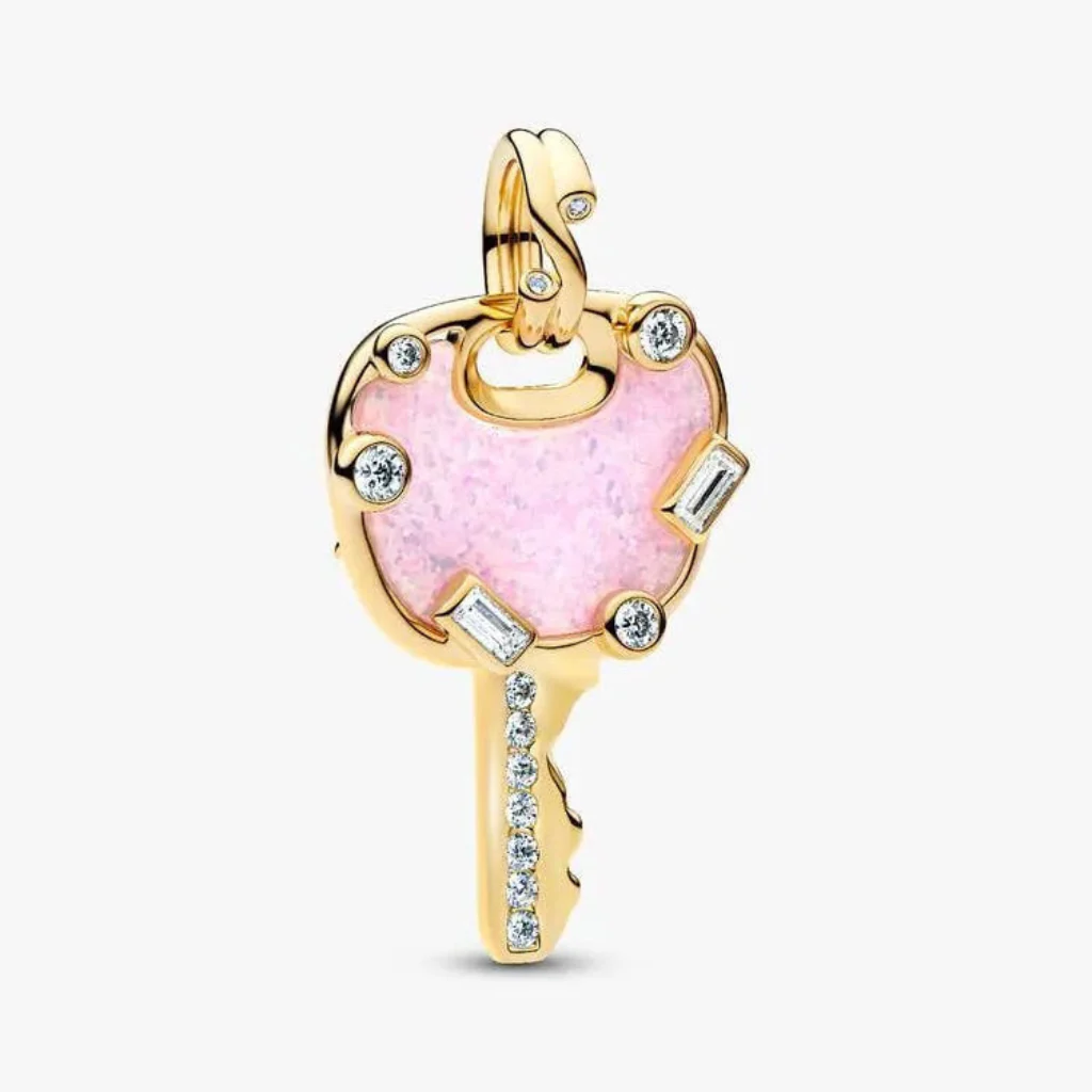 Pandora : Opalescent Pink Love Key Large Dangle Charm