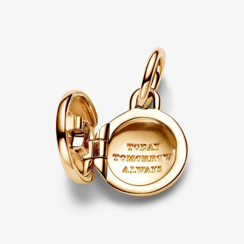 PANDORA : Openable & Engravable Love Locket Dangle Charm - 14k Gold-plated unique metal blend - Image 4