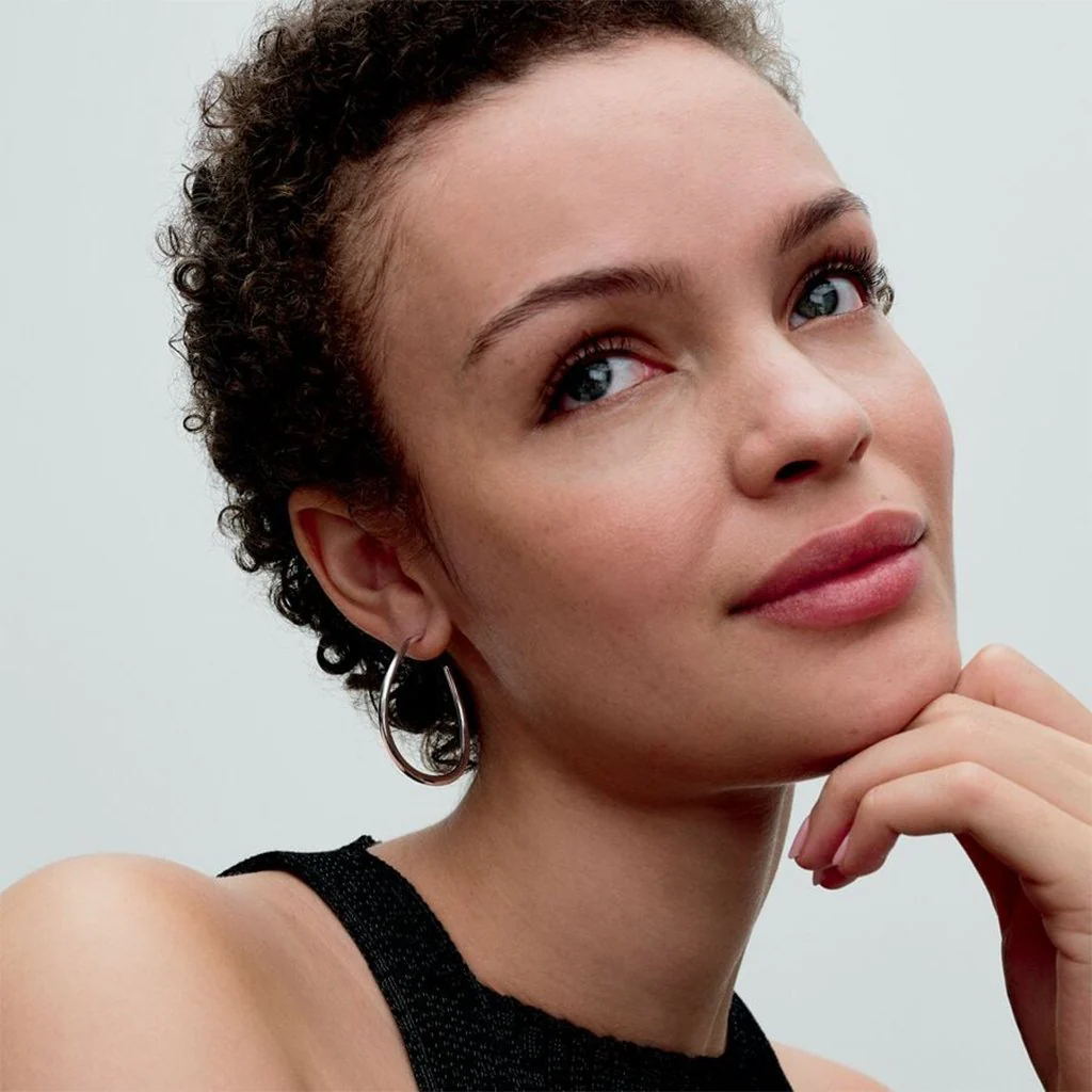 PANDORA : Organically Shaped 42 mm Open Hoop Earrings in Sterling Silver - Image 2
