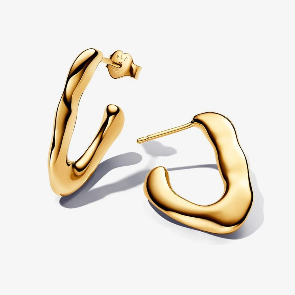 PANDORA : Organically V-shaped Open Hoop Earrings in Gold