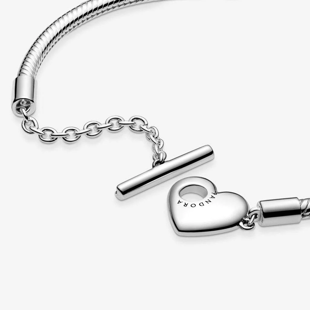 PANDORA : Pandora Moments Heart T-Bar Snake Chain Bracelet