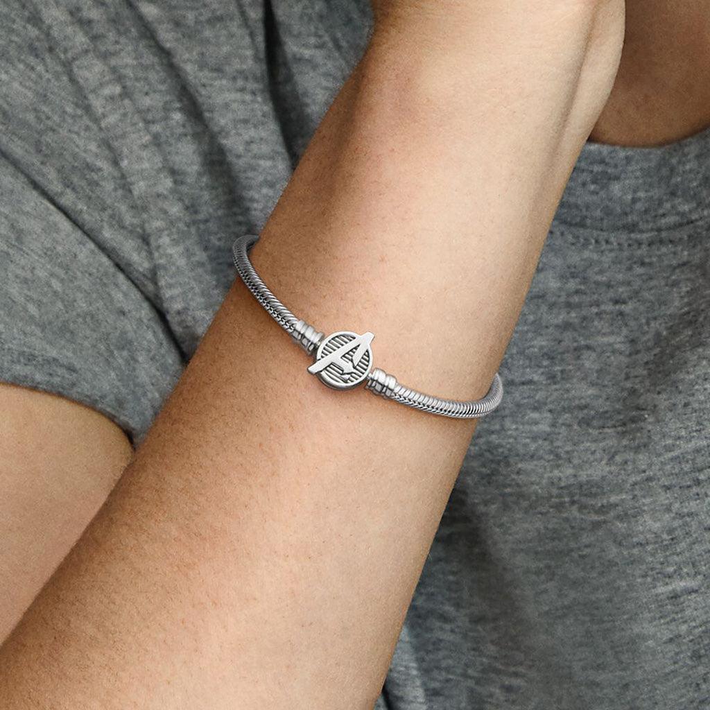 PANDORA : Pandora Moments Marvel The Avengers Logo Clasp Snake Chain Bracelet - Image 6