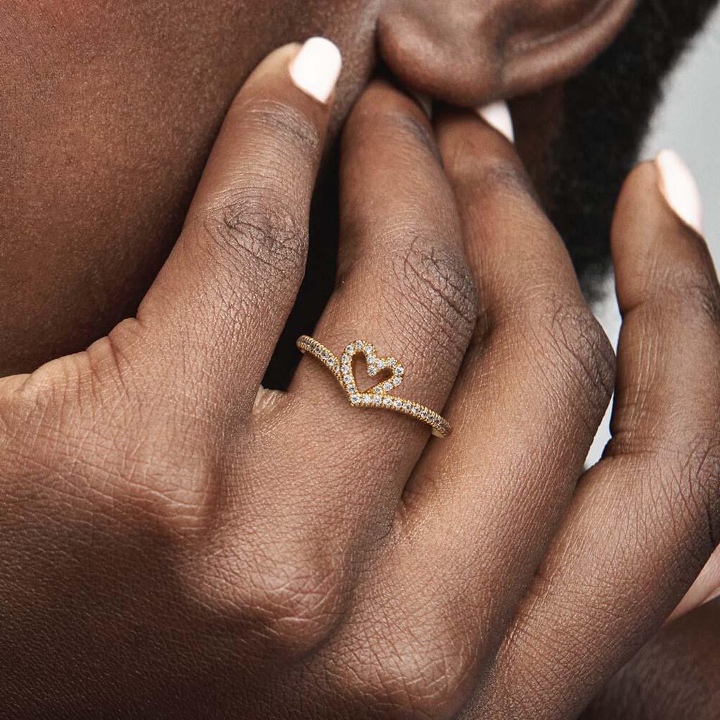 PANDORA : Pandora Timeless Wish Sparkling Heart Ring - Gold Plated - Image 5